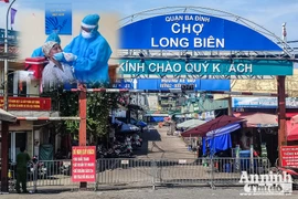 [ẢNH] Phong tỏa toàn bộ chợ đầu mối Long Biên, trăm tiểu thương đội nắng chờ xét nghiệm Covid-19
