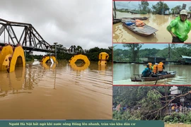 Ảnh: Người Hà Nội bất ngờ khi nước sông Hồng lên nhanh, tràn vào khu dân cư