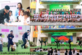Xem cảnh sát cơ động Hà Nội hướng dẫn học sinh tiểu học phòng vệ khi bị bắt cóc, xâm hại