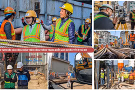 Nụ cười tươi rói của công nhân trên công trình trọng điểm làm xuyên tết ở Thủ đô