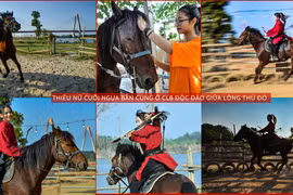 Ấn tượng hình ảnh thiếu nữ mặc cổ phục, cưỡi ngựa bắn cung bên sông Hồng