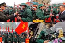 Chủ tịch Hà Nội và Thứ trưởng Bộ Công an động viên tân binh lên đường nhập ngũ