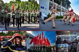 Cán bộ, chiến sỹ Công an Hà Nội "đội" nắng nóng 40 độ luyện diễu binh, diễu hành cho Ngày hội vì Thủ đô bình yên