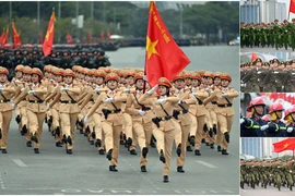 Hình ảnh ấn tượng của lực lượng Công an Thủ đô tham dự sơ duyệt lễ xuất quân bảo vệ Đại hội Đảng