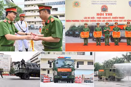 Cảnh sát cơ động Công an TP Hà Nội thi tài lái xe giỏi, thực hành kỹ, chiến thuật trên phương tiện đặc chủng 