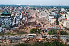 Cận cảnh đường công vụ huyết mạch nối trung tâm Hà Nội với đại công trường Cầu Tứ Liên