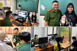 Công an phường xác thực định danh điện tử phục vụ học sinh cuối cấp