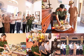 Lắng đọng "Mâm cơm nghĩa tình" của công an xã tri ân gia đình liệt sĩ 