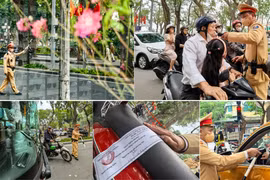 Ảnh CSGT Hà Nội "xuyên Tết" bám chốt, không có "ngoại lệ" cho chén rượu xuân ngay từ Mùng Một Tết