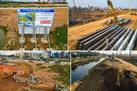 Nhìn từ flycam công trường thi công cụm hồ điều hòa hơn 1.100 tỷ đồng - "trái tim" chống úng ngập phía Tây Thủ đô