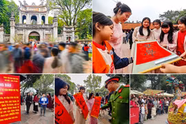 Vạn người nô nức xin chữ tại Văn Miếu ngày mùng 3 Tết Bính Ngọ: Đậm đà bản sắc, trật tự văn minh