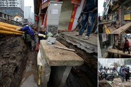 Công trường mở rộng đường Nguyễn Tuân ngày sát Tết: người dân phải bắc cầu tạm vào nhà