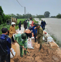 Ngoại thành Hà Nội khẩn trương đắp đê chống lũ tràn