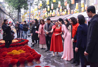 Phu nhân Chủ tịch nước và Phu nhân Tổng thống Philippines tham quan chợ hoa Tết Hàng Lược