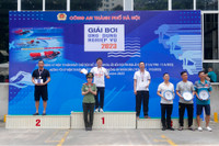 Sôi nổi Giải bơi ứng dụng nghiệp vụ năm 2023 của Công an Hà Nội
