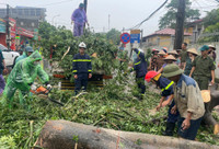 Công an huyện Ba Vì tập trung khắc phục hậu quả cơn bão số 3