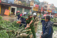 Công an huyện Ba Vì tập trung khắc phục hậu quả cơn bão số 3