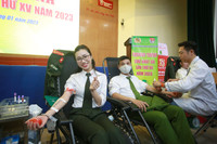 Những nữ Công an Hà Nội xinh đẹp, hiến máu hưởng ứng Chương trình 'Chủ nhật đỏ'