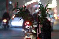 Người dân Thủ đô mua mía lộc, túi muối cầu may đầu năm mới