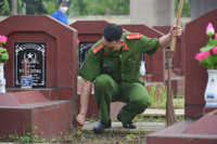 Tuổi trẻ Công an Thủ đô tổ chức dọn dẹp, chỉnh trang, tu sửa mộ liệt sỹ