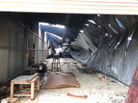 [Ảnh] Hiện trường vụ cháy xảy ra tại xưởng gỗ ở xã Hữu Bằng