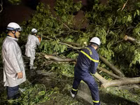 Xúc động hình ảnh những chiến sỹ Công an ngày đêm bám đường giải quyết hậu quả sau bão