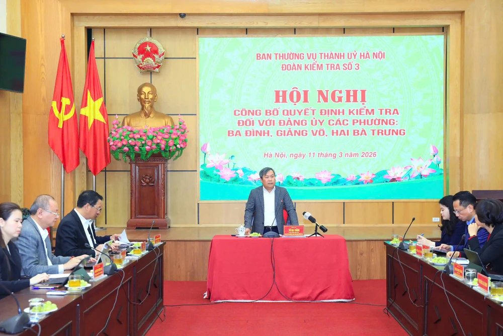 Công bố Quyết định kiểm tra đối với Đảng ủy và Bí thư, Chủ tịch các phường Ba Đình, Giảng Võ, Hai Bà Trưng