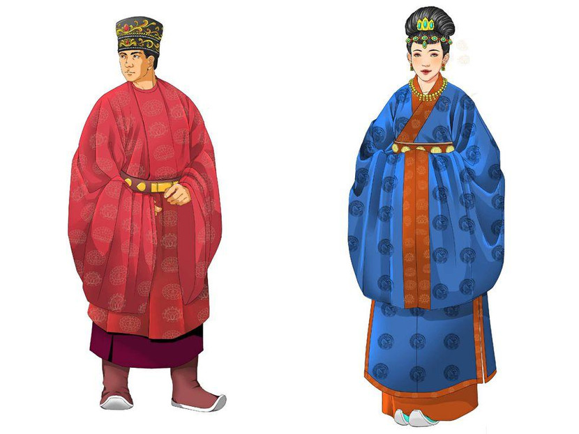 Phác hoạ trang phục của nhân vật vua Lê Long Đĩnh và hậu phi trong phim "Huyết rồng"