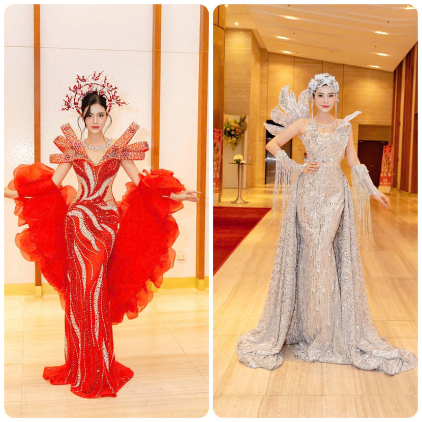 Á hậu 1 &quot;Hoa hậu Việt Nam Thời đại 2024&quot; Lê Kim Khỏe lộng lẫy trong 2 thiết kế trang phục dạ hội đặc biệt của nhà thiết kế Tommy Nguyễn