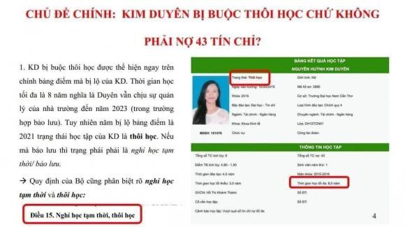 "Anti-fan" liên tục đưa ra dẫn chứng cho rằng Kim Duyên bị buộc thôi học dù chuyện này đã trôi qua rất lâu rồi