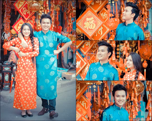 "Én đồng" Thành Trung diện áo dài xuống phố đón Xuân ảnh 8