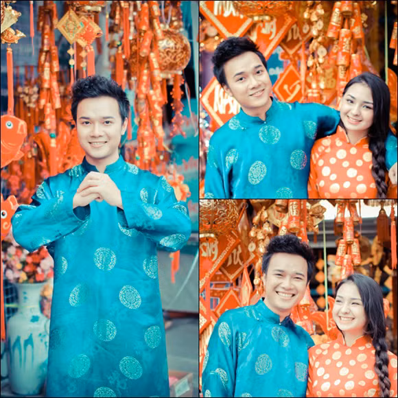 "Én đồng" Thành Trung diện áo dài xuống phố đón Xuân ảnh 5