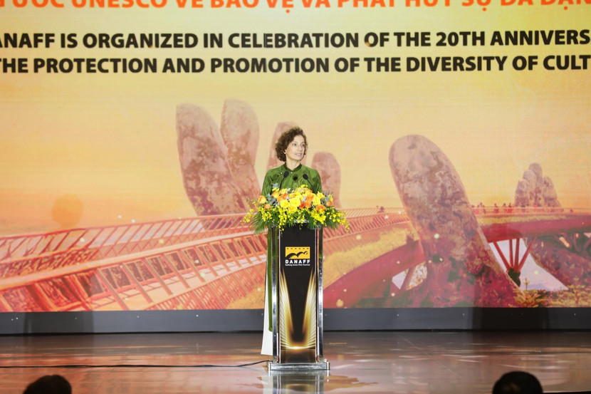 Bà Audrey Azoulay phát biểu tại buổi Lễ Khai mạc DANAFF 2025 Bà Audrey Azoulay phát biểu tại buổi Lễ Khai mạc DANAFF 2025