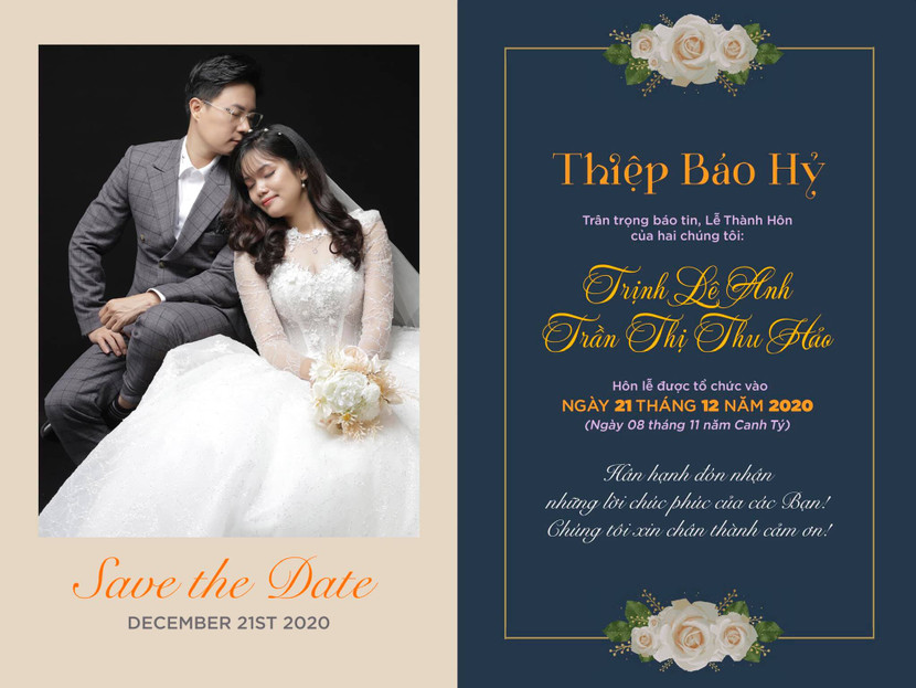 Tấm thiệp báo hỷ của MC Lê Anh