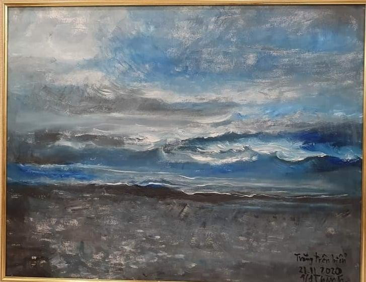 Tác phẩm "Trăng trên biển" của họa sĩ Văn Dương Thành