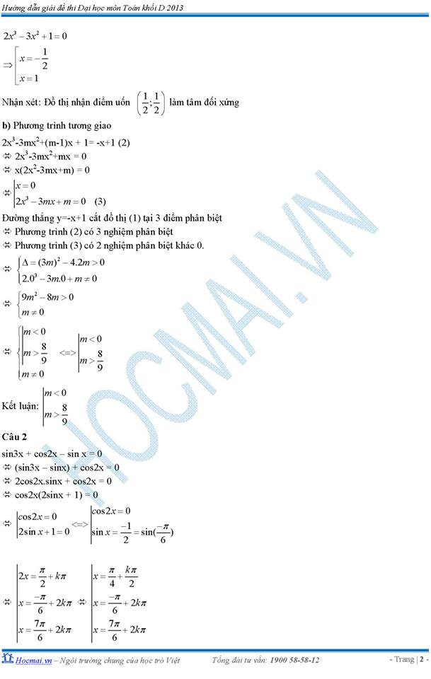Gợi ý cách giải đề thi tuyển sinh ĐH năm 2013 môn Toán (khối B và D) ảnh 12