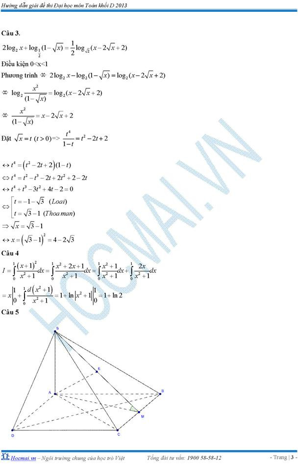 Gợi ý cách giải đề thi tuyển sinh ĐH năm 2013 môn Toán (khối B và D) ảnh 13