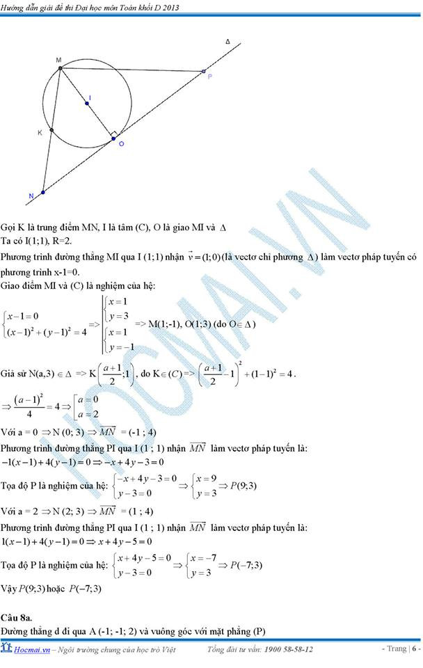 Gợi ý cách giải đề thi tuyển sinh ĐH năm 2013 môn Toán (khối B và D) ảnh 16