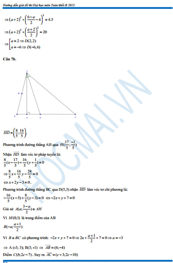 Gợi ý cách giải đề thi tuyển sinh ĐH năm 2013 môn Toán (khối B và D) ảnh 7