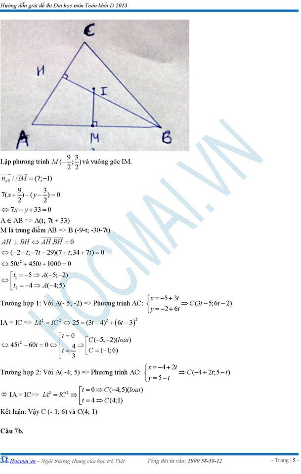 Gợi ý cách giải đề thi tuyển sinh ĐH năm 2013 môn Toán (khối B và D) ảnh 15
