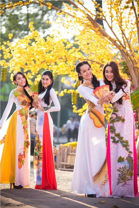 Người đẹp Việt rạng rỡ khoe sắc trong tà áo dài truyền thống ảnh 4