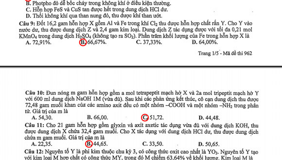 Gợi ý đáp án đề thi môn Hóa khối B ảnh 3