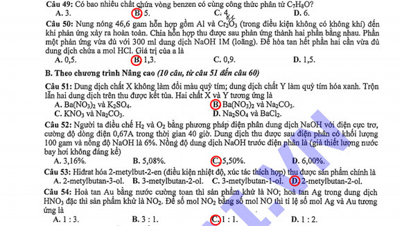 Gợi ý đáp án đề thi môn Hóa khối B ảnh 11
