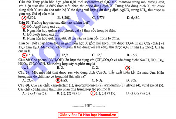 Gợi ý đáp án đề thi môn Hóa khối B ảnh 12