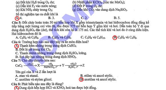 Gợi ý đáp án đề thi môn Hóa khối B ảnh 2