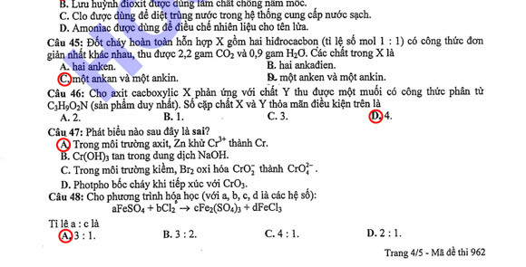 Gợi ý đáp án đề thi môn Hóa khối B ảnh 10