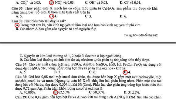 Gợi ý đáp án đề thi môn Hóa khối B ảnh 8