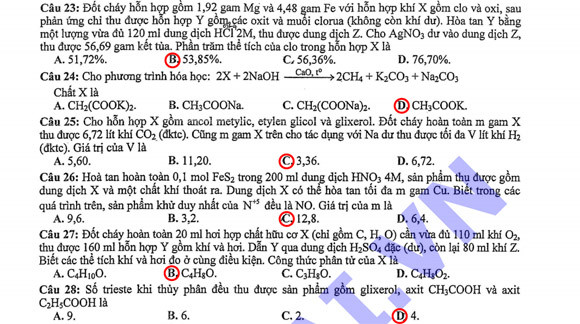 Gợi ý đáp án đề thi môn Hóa khối B ảnh 6