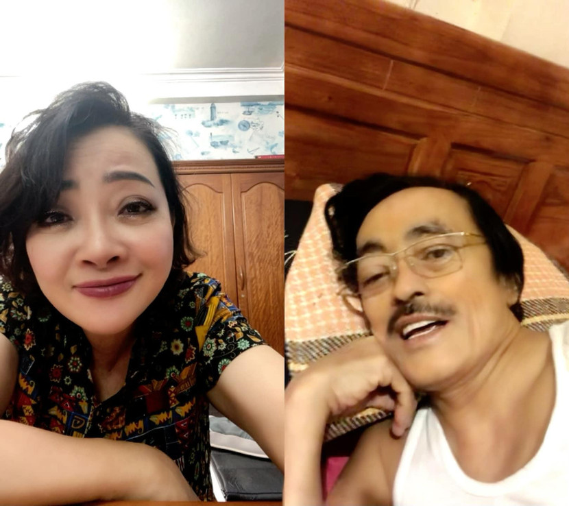 Do tình hình dịch bệnh nên nghệ sĩ Trà My chỉ có thể gọi điện video để hỏi thăm sức khỏe và động viên nghệ sĩ Giang Còi Do tình hình dịch bệnh nên nghệ sĩ Trà My chỉ có thể gọi điện video để hỏi thăm sức khỏe và động viên nghệ sĩ Giang Còi