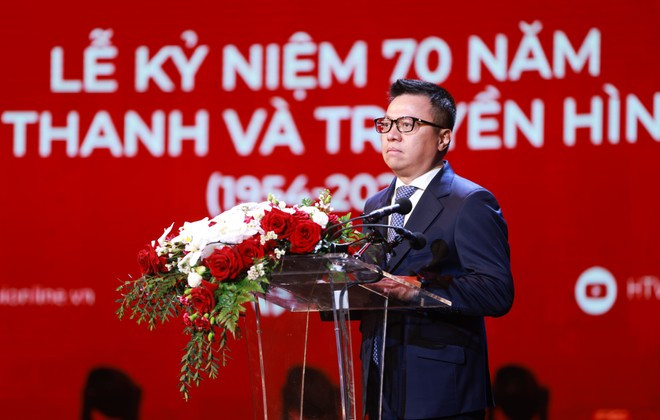 Đồng chí Lê Quốc Minh - Ủy viên Trung ương Đảng, Phó Trưởng ban Tuyên giáo Trung ương, Chủ tịch Hội nhà báo Việt Nam, Tổng Biên tập Báo Nhân dân phát biểu tại lễ kỷ niệm